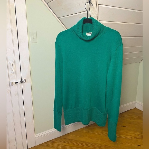 ORVIS 100% Wool Kelly Green Turtleneck Sweater Medium - Picture 2 of 16